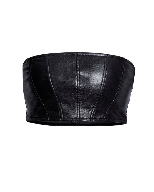 Magra Recycled Leather Top, Black / Black, hi-res image number 0