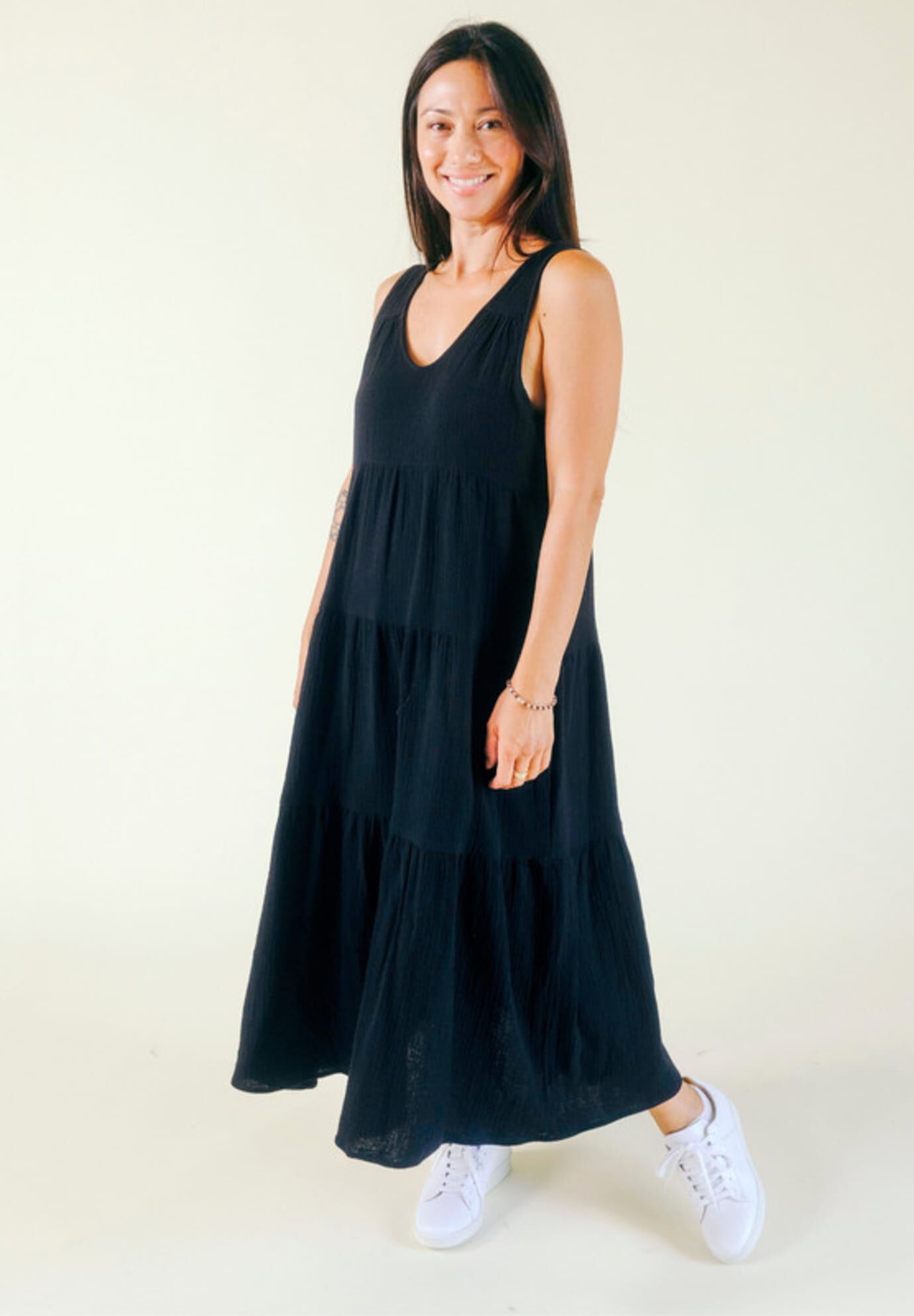 Plus Teresa Tiered Tank Dress, Black / Black, alternate image number 3