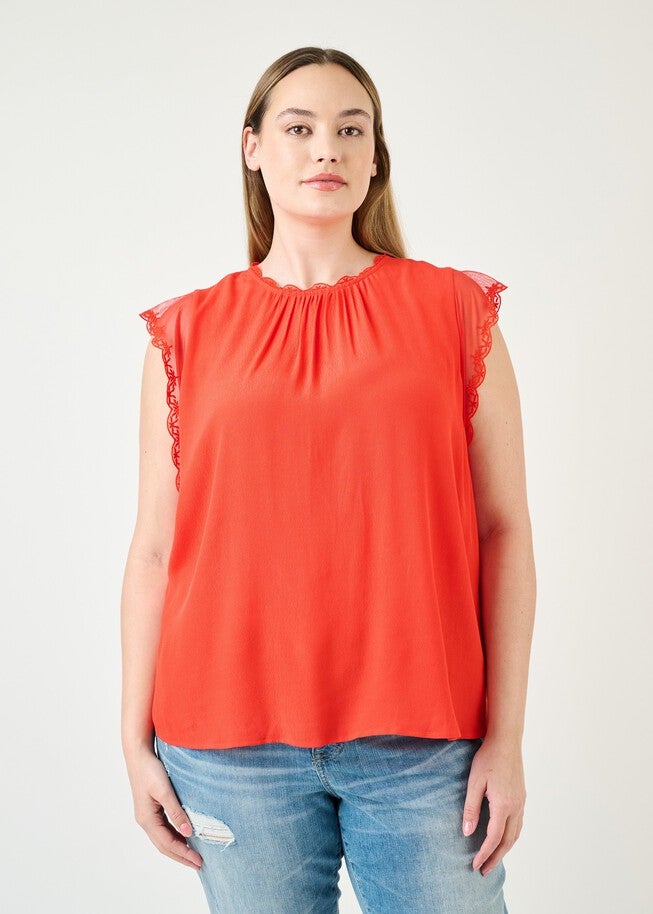 Lucille Sleeveless Top with Embroidered Lace, , alternate image number 5