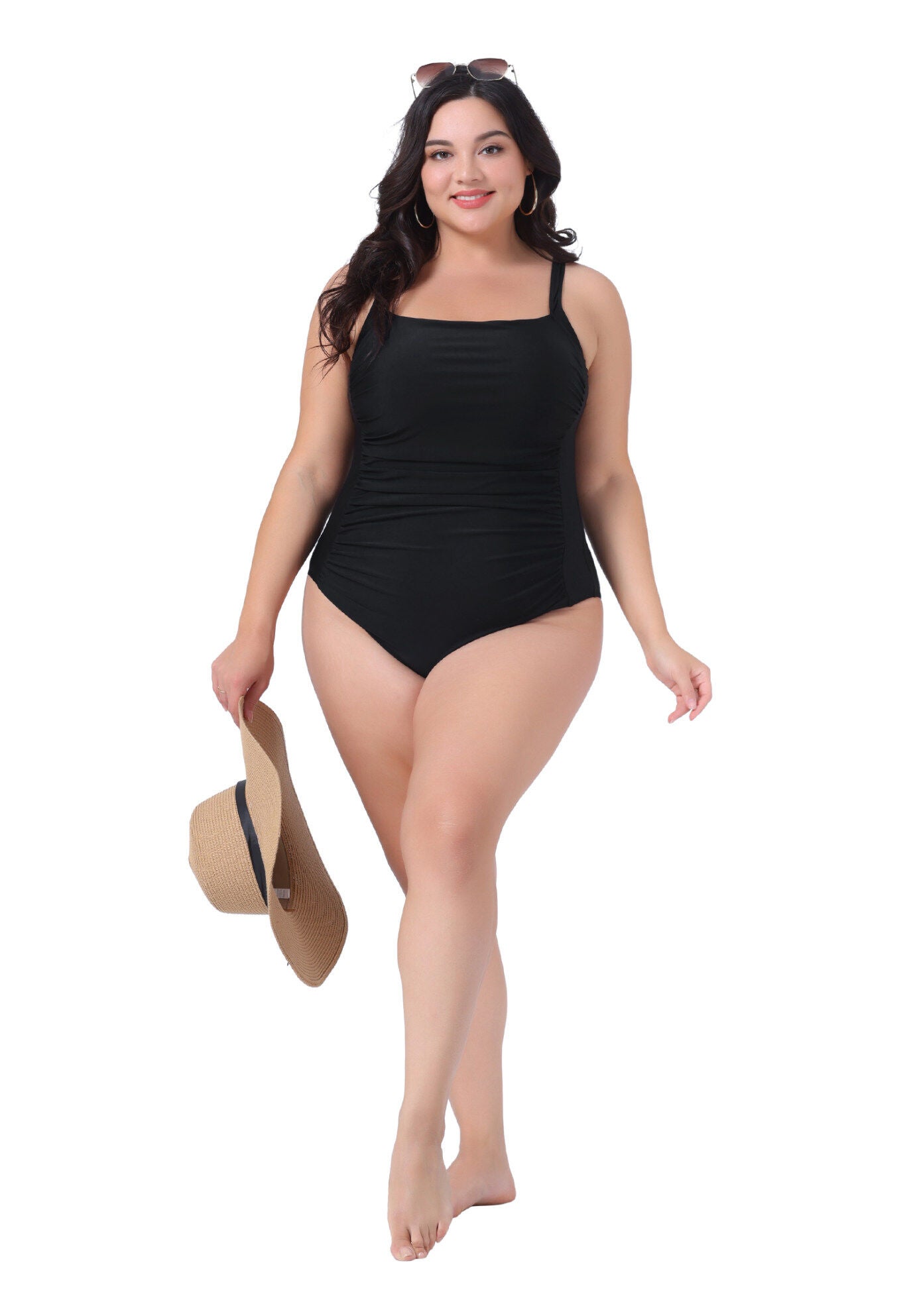 Summer Swimsuit Padded Ruched Bathing Suit Swimwear, Black / Black, hi-res image number 0