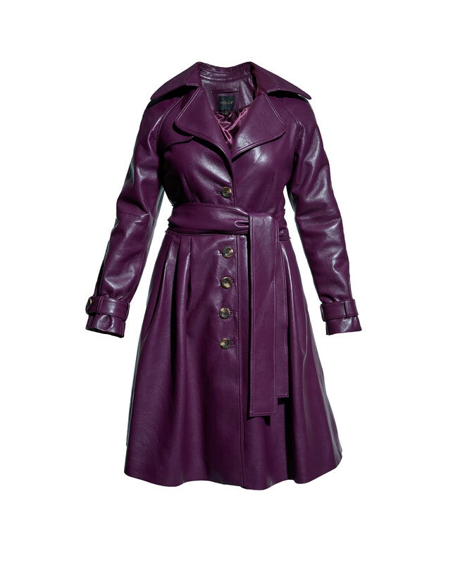 Darcy Recycled Leather Trench, Plum Wine / Purple, hi-res image number 0