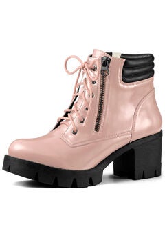 CHUNKY HEEL LACE UP PLATFORM COMBAT BOOTS