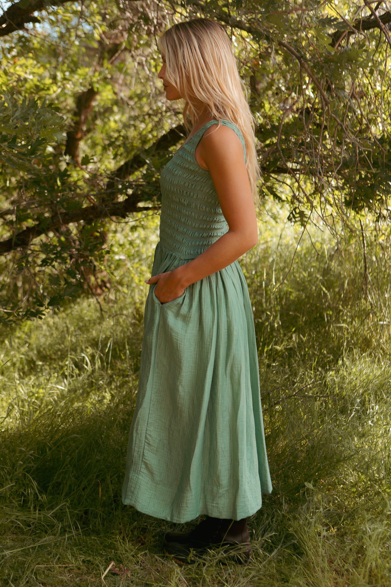 Marlow Dress, Green / Light Green, alternate image number 3