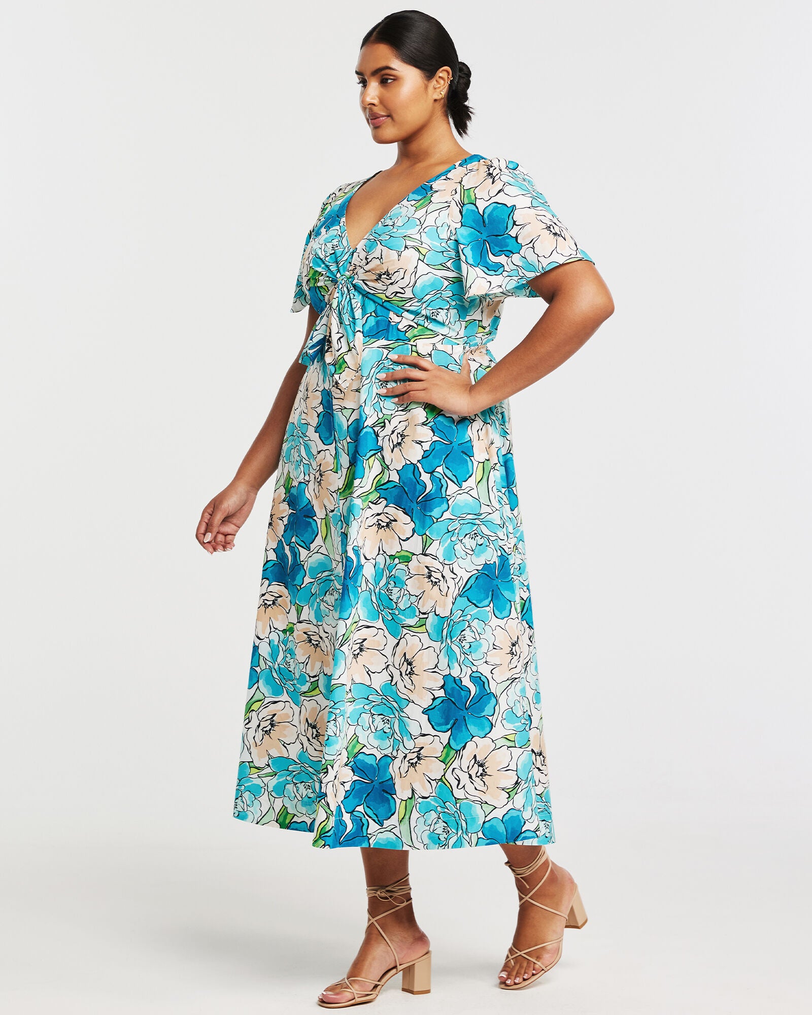 Nadja Midi Dress, Print / Light Blue, alternate image number 3