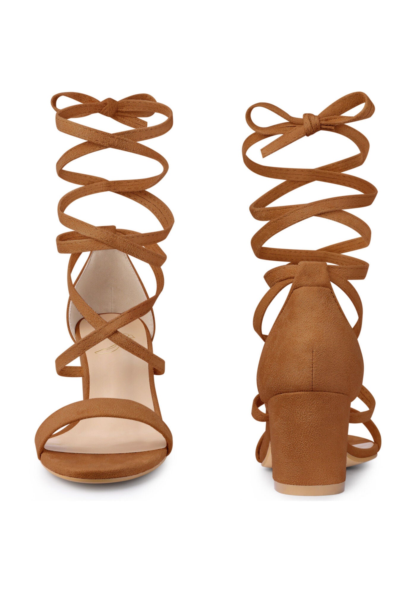 Lace Up Heels Chunky Heel Sandal, Brown / Brown, alternate image number 1