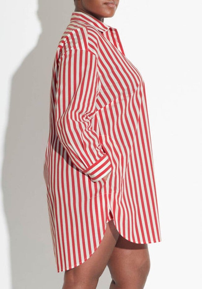 SIGNATURE TUNIC SHIRT - POPPY STRIPE, Poppy Stripe / Red, alternate image number 1