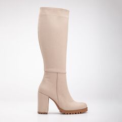 ALIZE - BEIGE SUEDE WIDE CALF PLATFORM BOOTS