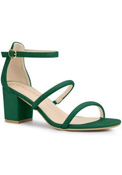 Open Toe Strappy Chunky Heels Sandals