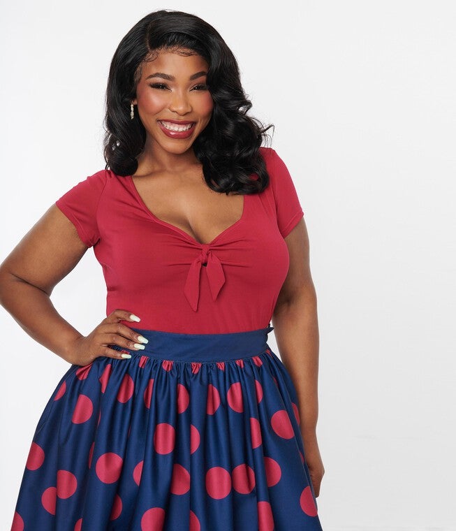 Unique Vintage Berry Sweetheart Rosemary Top, Burgundy / Burgundy, alternate image number 4