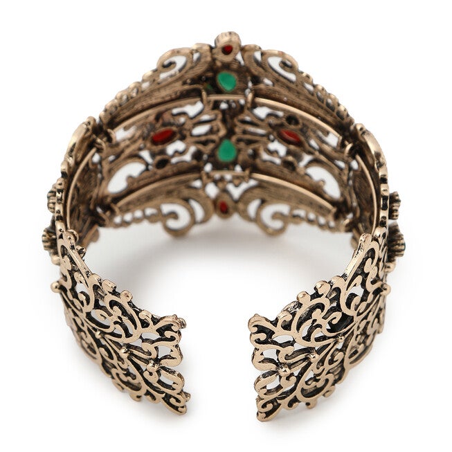 SOHI Women's Teardrop Filigree Cuff Bracelet, Bronze / Bronze, alternate image number null