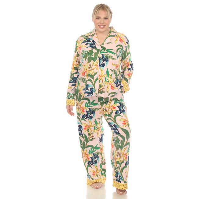 Two Piece Wildflower Print Pajama Set, Pink / Pink, hi-res image number null