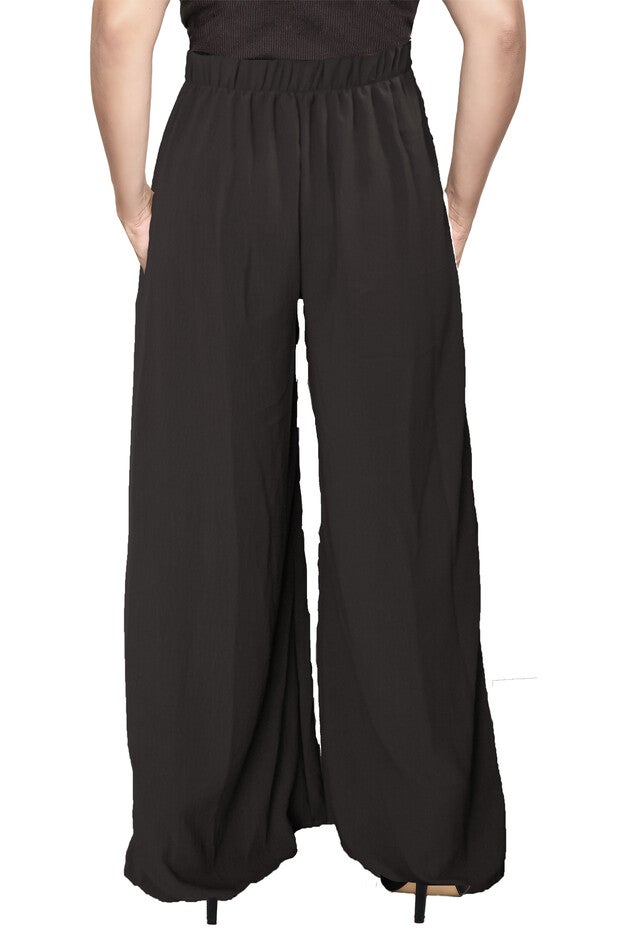 Plus Size Women's High Rise Palazzo Wide Leg Pant, Black / Black, alternate image number 1