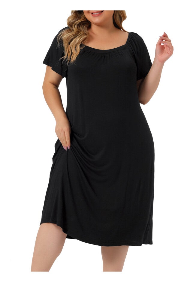 Short Sleeves Lightweight Sleepwear, Black / Black, alternate image number 2