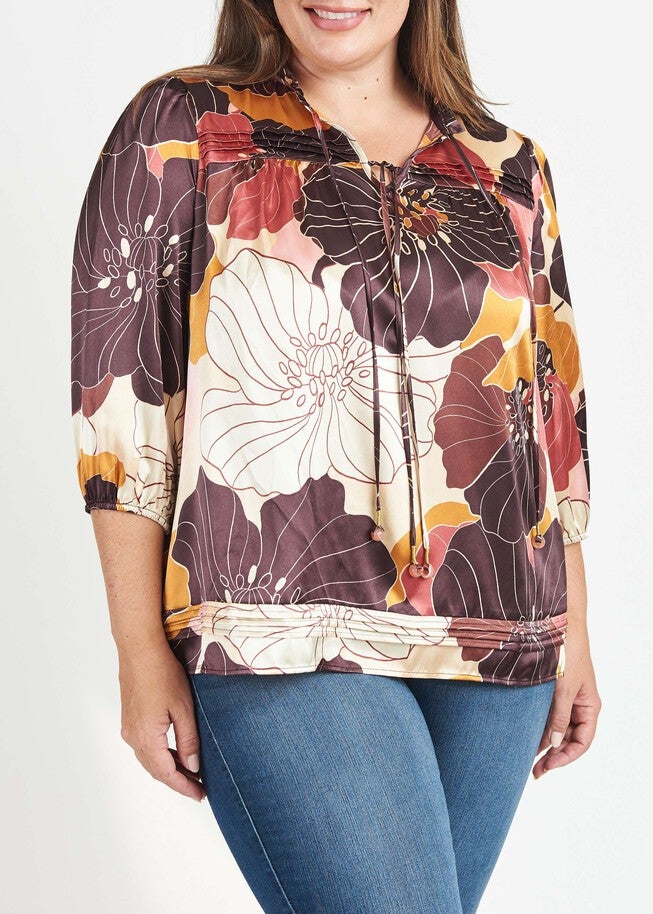 Dulce Floral Long Sleeve Top, N063 CREAM / Cream, hi-res image number 0