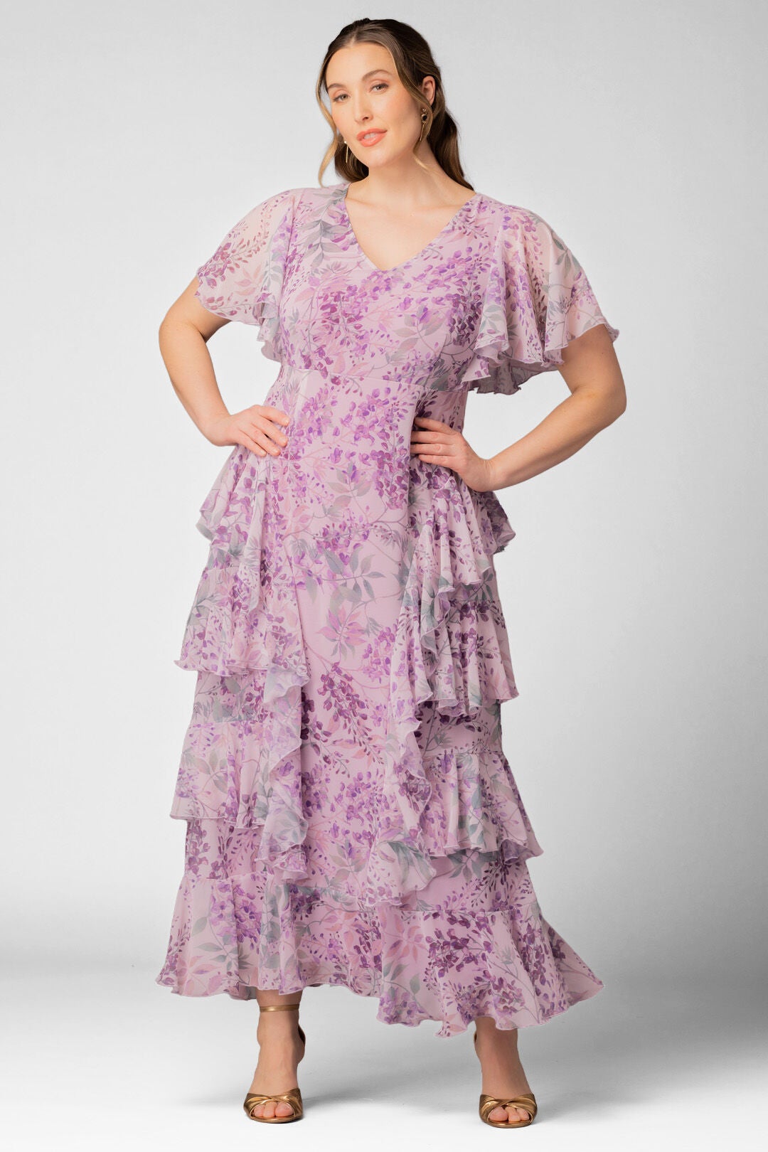 Tour de Flounce Evening Gown, Wisteria Blooms / Lilac, hi-res image number 0