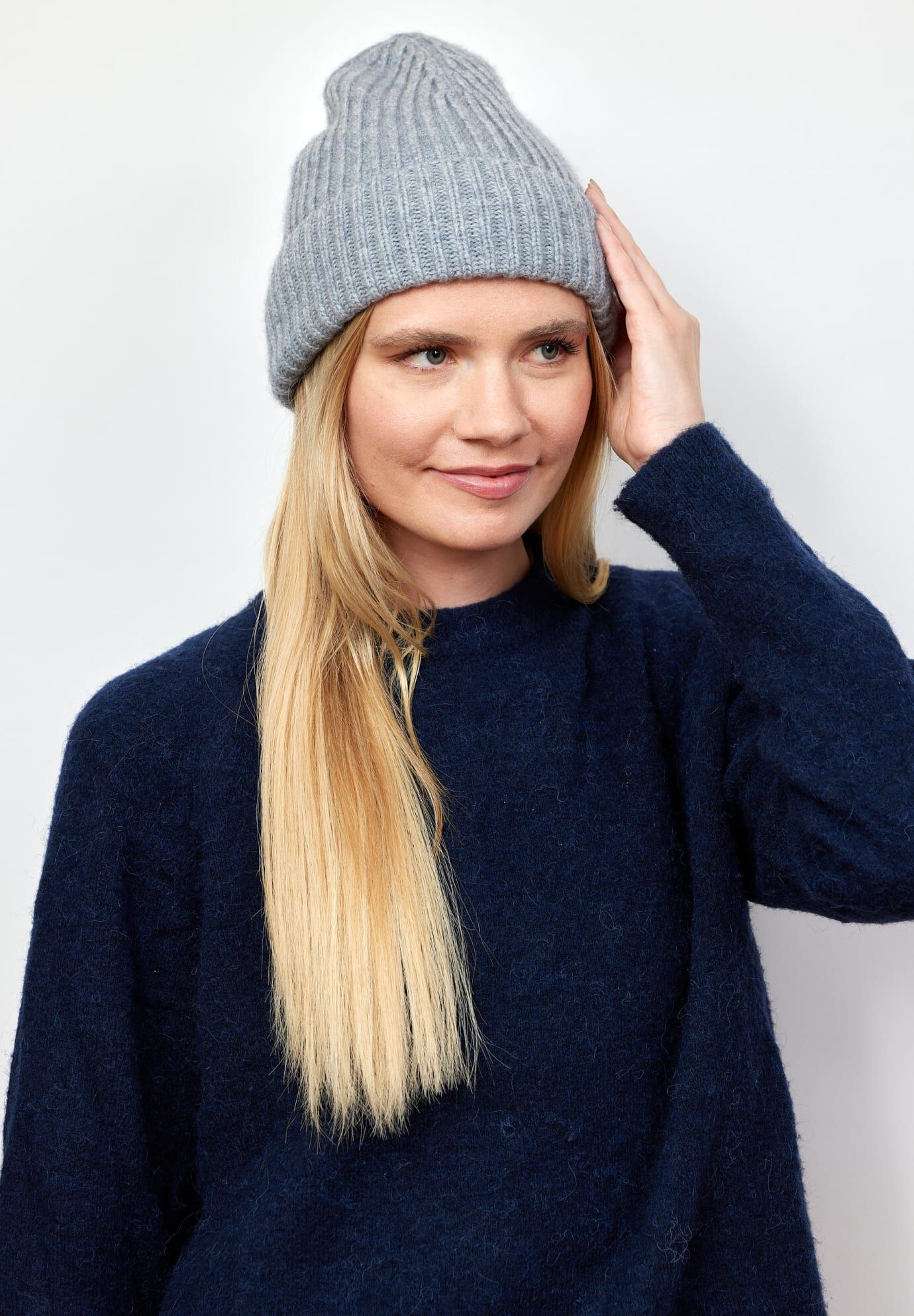 Cashmere Rib Beanie, Light Grey / Light Grey, alternate image number 2