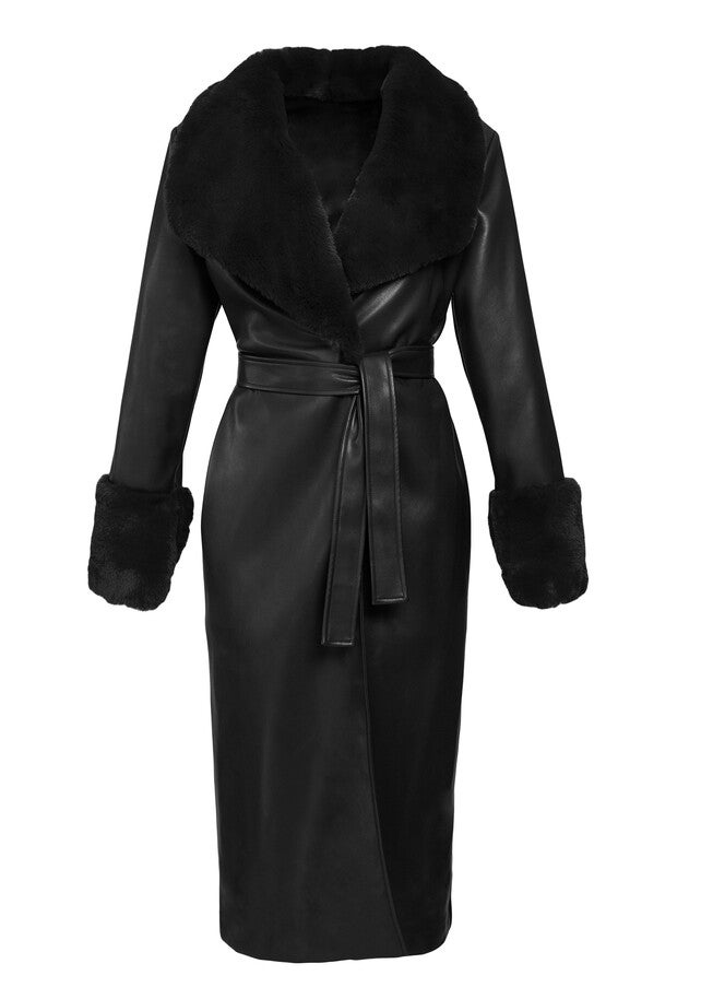 Leather' Wrap Coat, , alternate image number 3
