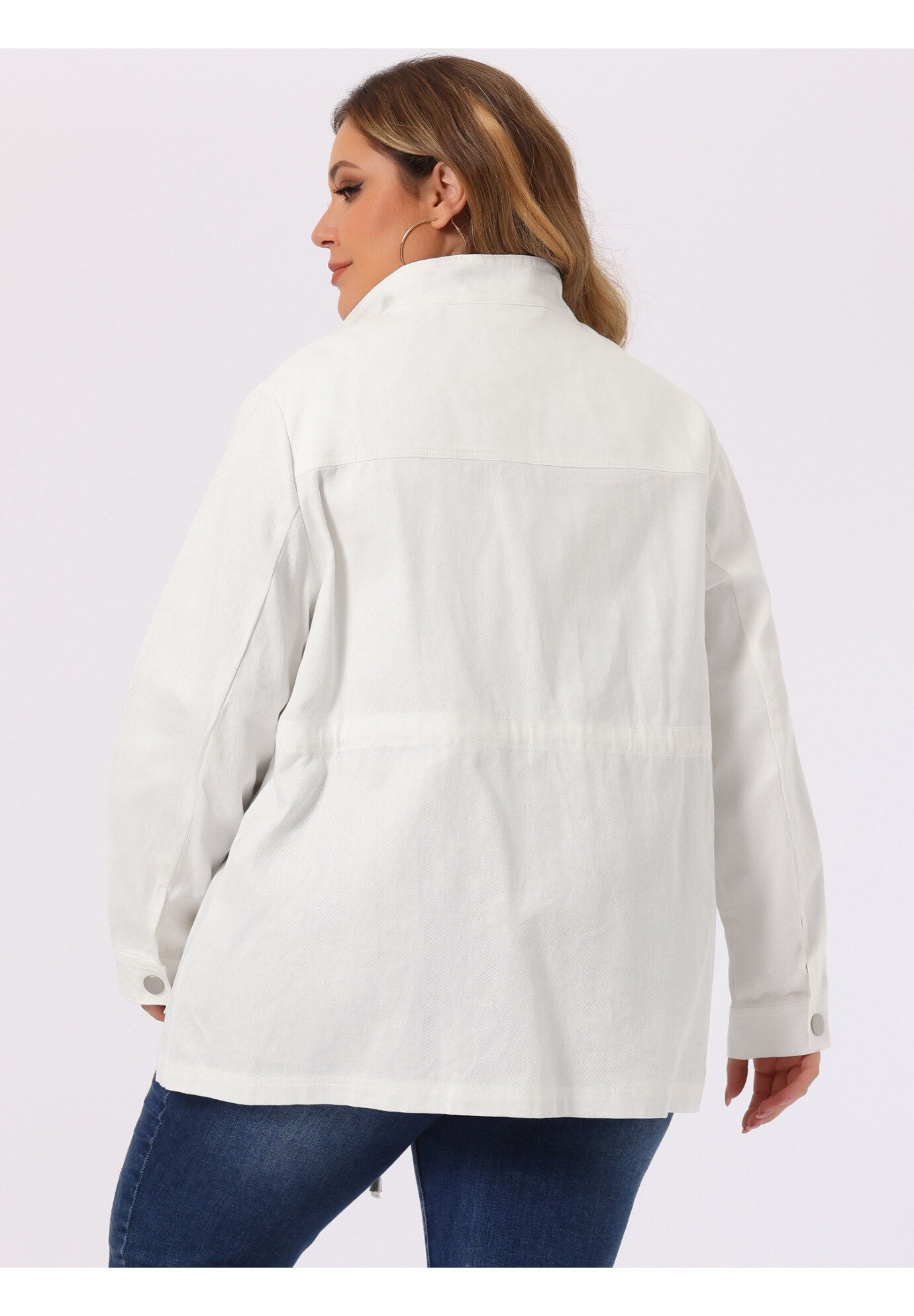 LIGHTWEIGHT ANORAK DRAWSTRING UTILITY JACKET, White / White, alternate image number 3