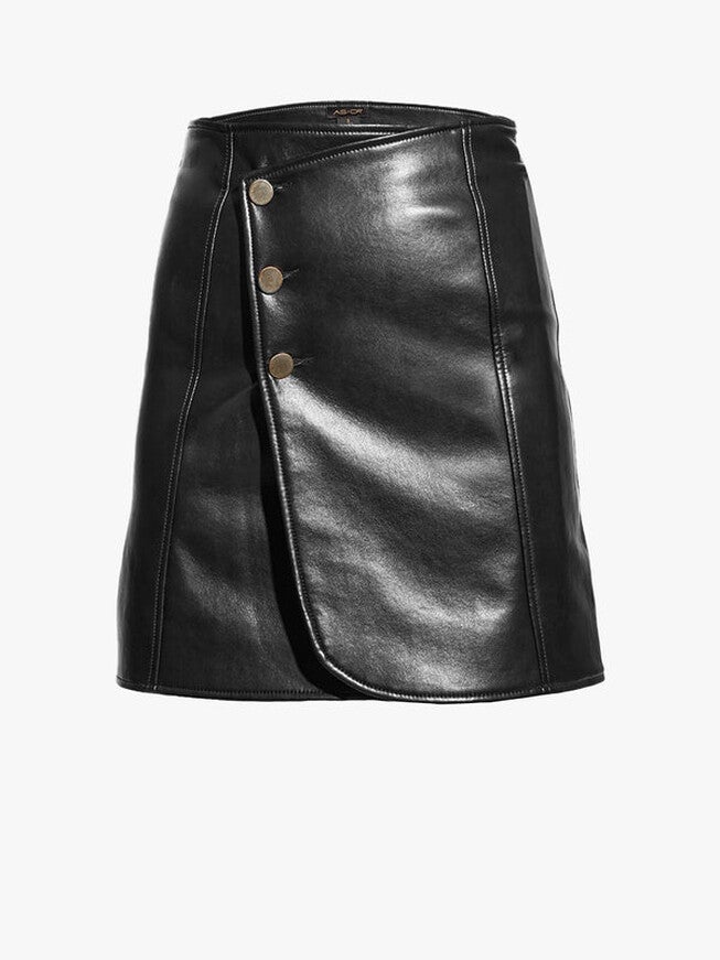 ALLISON RECYCLED LEATHER SKIRT, Black / Black, hi-res image number null