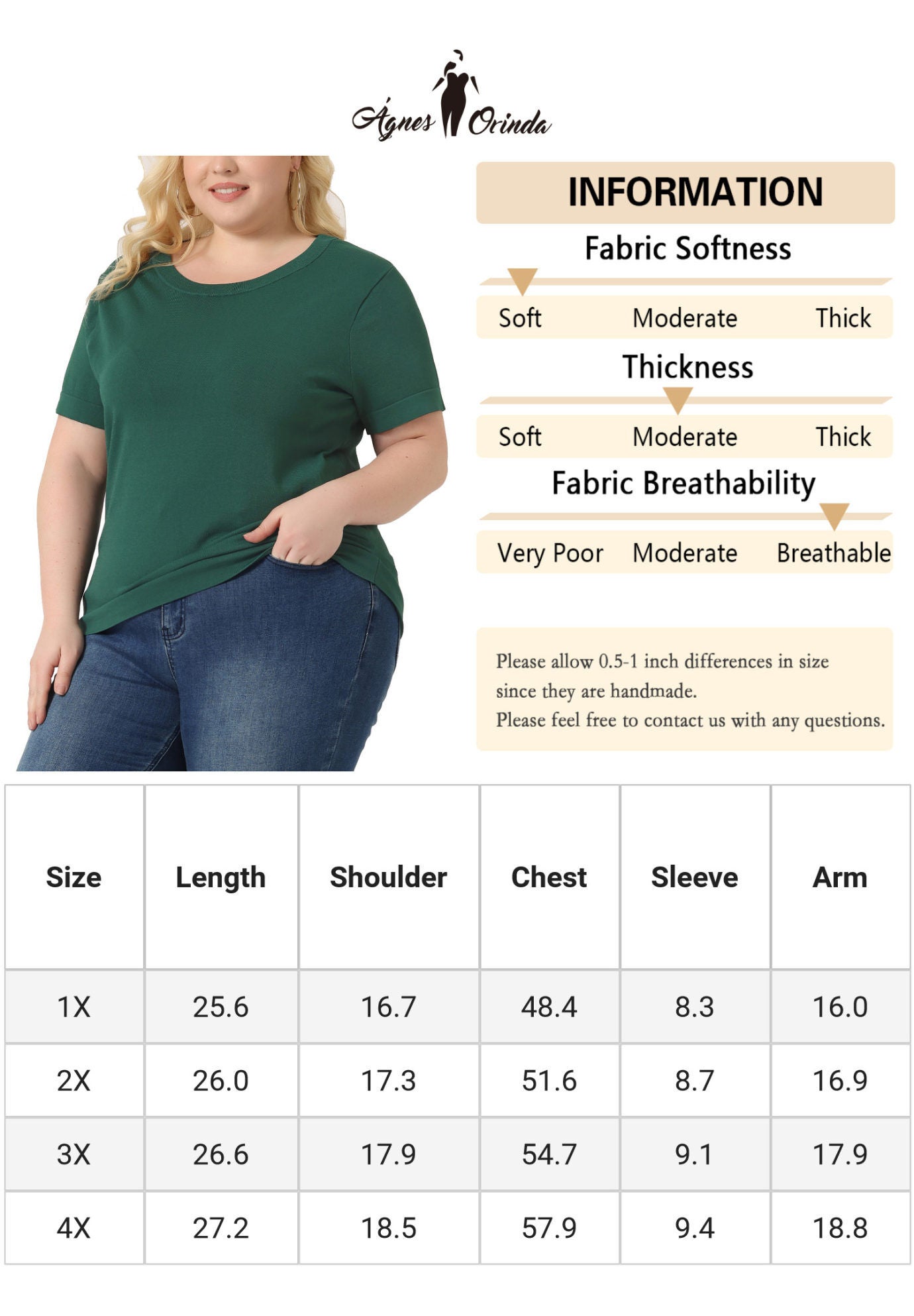 Short Sleeves Pullover Sweater Top, Green / Hunter Green, alternate image number 4