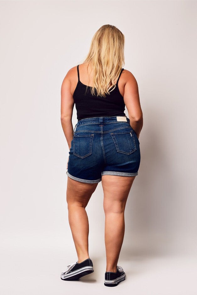 Slink Jeans Womens Denim Rolled Shorts, Addison / Medium Wash, alternate image number null