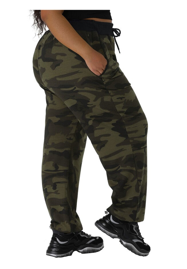 DRAWSTRING WAIST JOGGER SWEATPANTS, Army Green / Olive Green, alternate image number 3