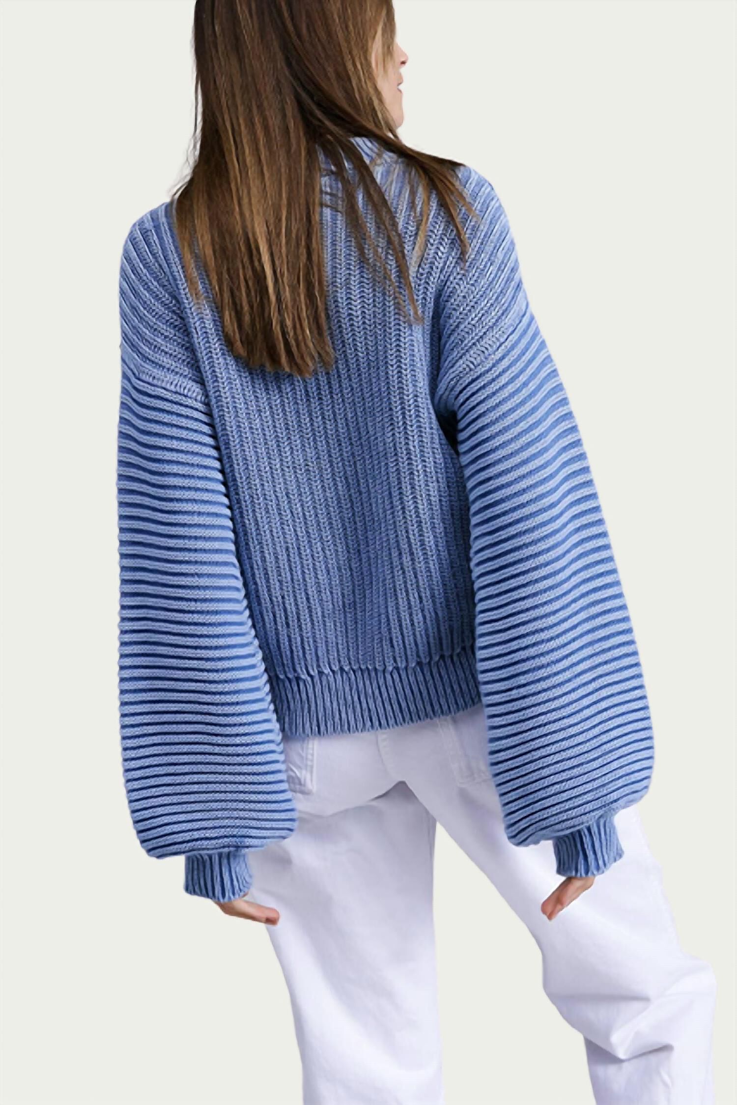 TERNAY MINERAL WASH RIBBED SWEATER IN ACID BLUE, , alternate image number 3