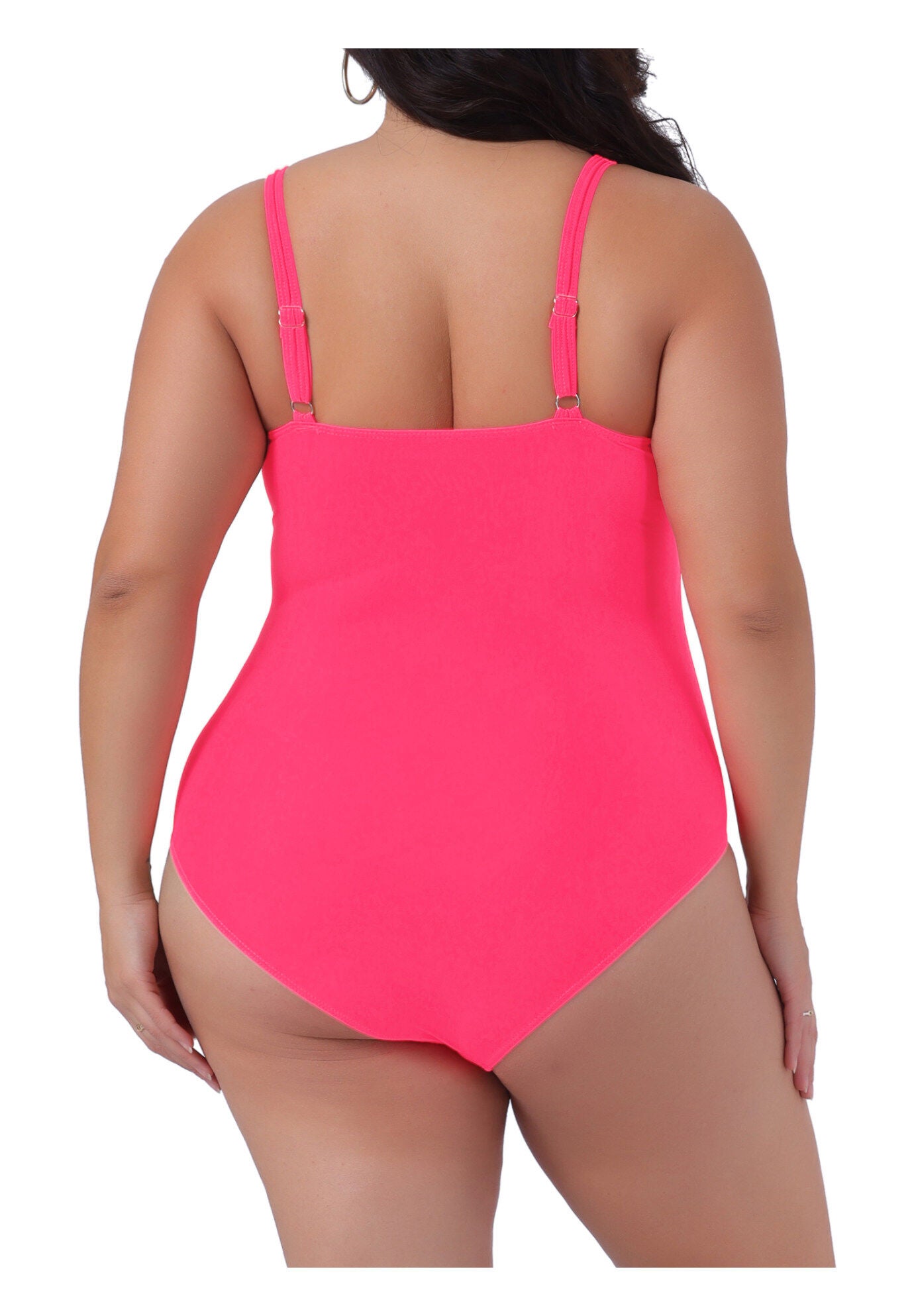 Summer Swimsuit Padded Ruched Bathing Suit Swimwear, Watermelon Red / Deep Fuchsia, alternate image number 3