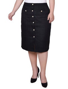 Slim Tweed Double Knit Skirt with Pockets