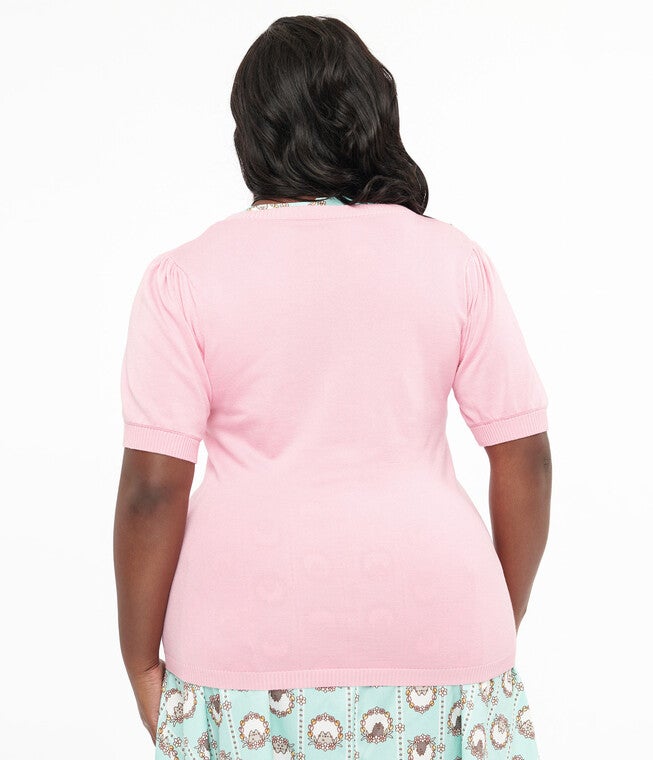 Pusheen x Unique Vintage Pink Pusheen Springtime Embroidered Cardigan, Pink Pusheen Springtime / Pink, alternate image number 2