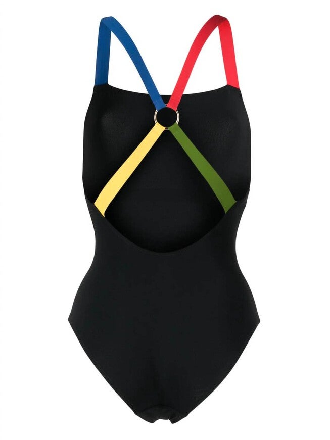 COLORBLOCKED ONE-PIECE TANK SWIMSUIT IN BLACK, , alternate image number 3
