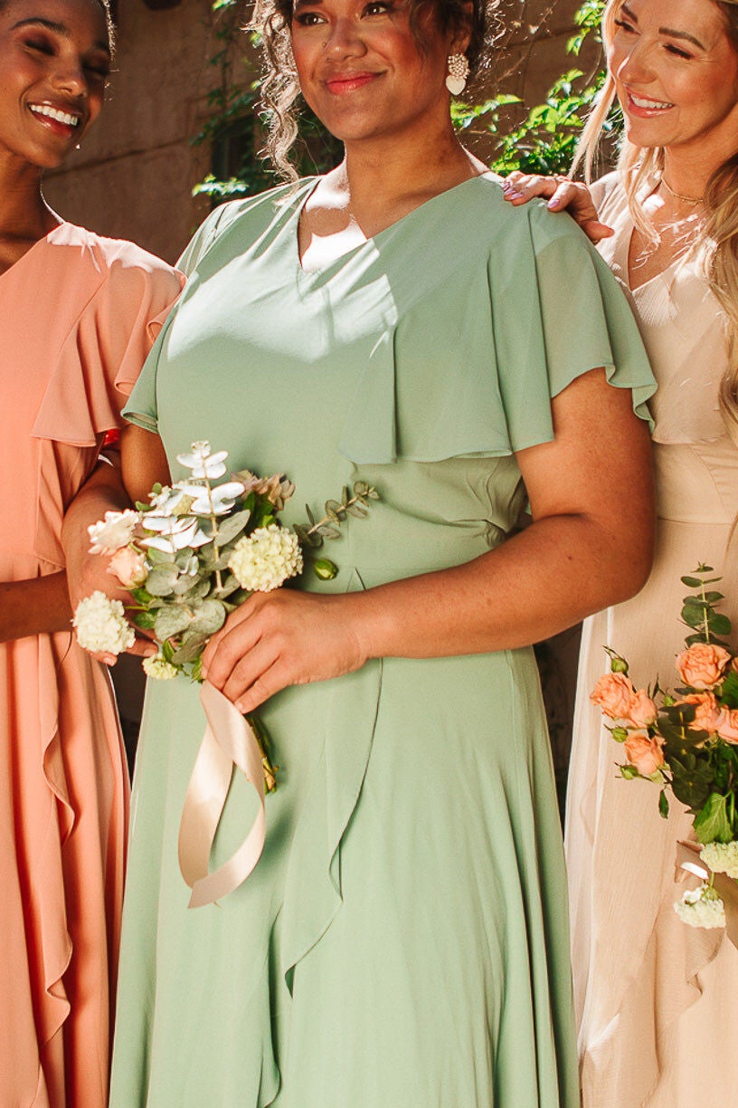 Callie Dress, Sage Chiffon / Sage Green, alternate image number 3