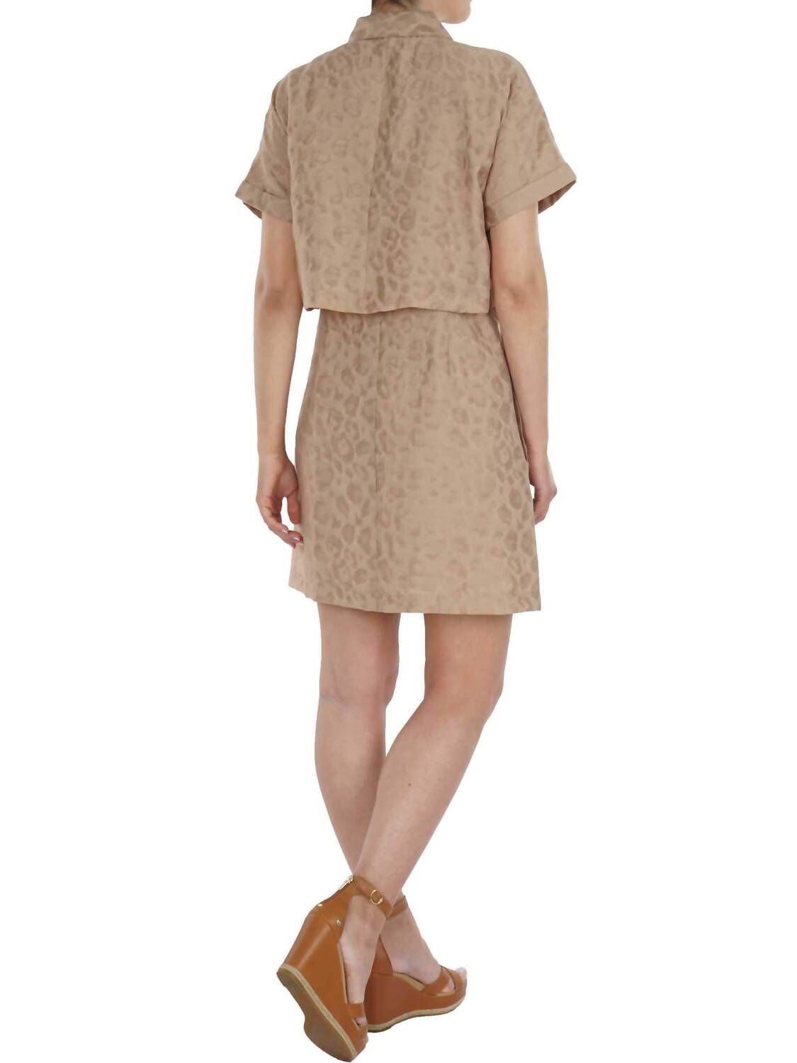 ANIMAL JACQUARD SHIRT DRESS IN BEIGE, Beige / Beige, alternate image number 2