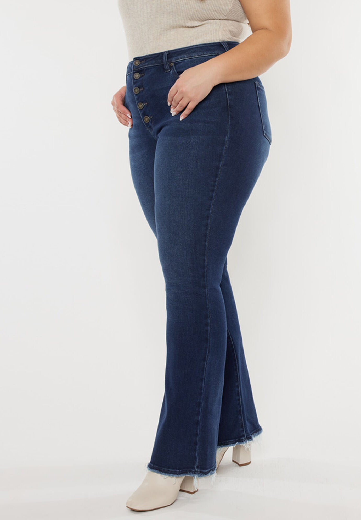 Yvette High Rise Flare (Plus Size), Dark Wash / Dark Wash, alternate image number 4