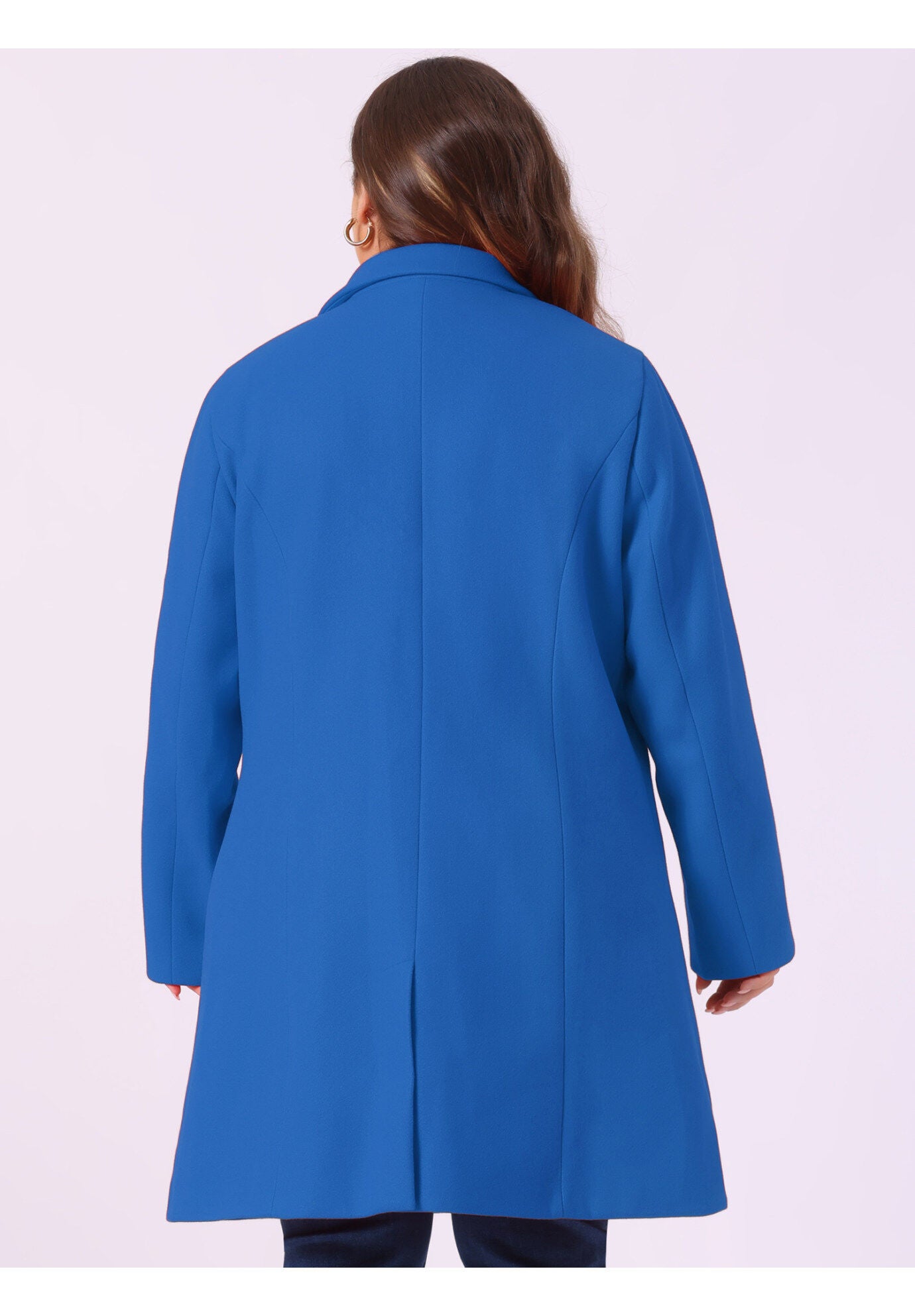 SINGLE BREASTED NOTCHED LAPEL LONG WINTER COAT, Royal Blue / Royal Blue, alternate image number 3