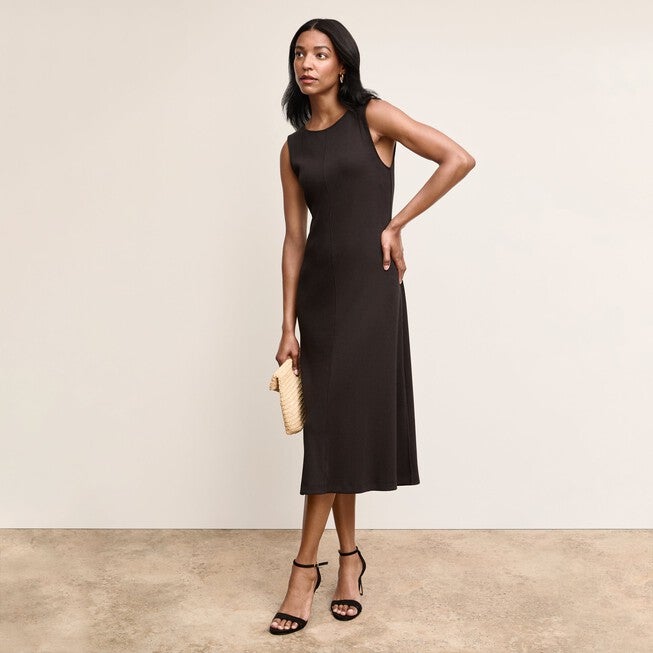 Milano Drape Dress - Plush Pima, Black / Black, alternate image number 2