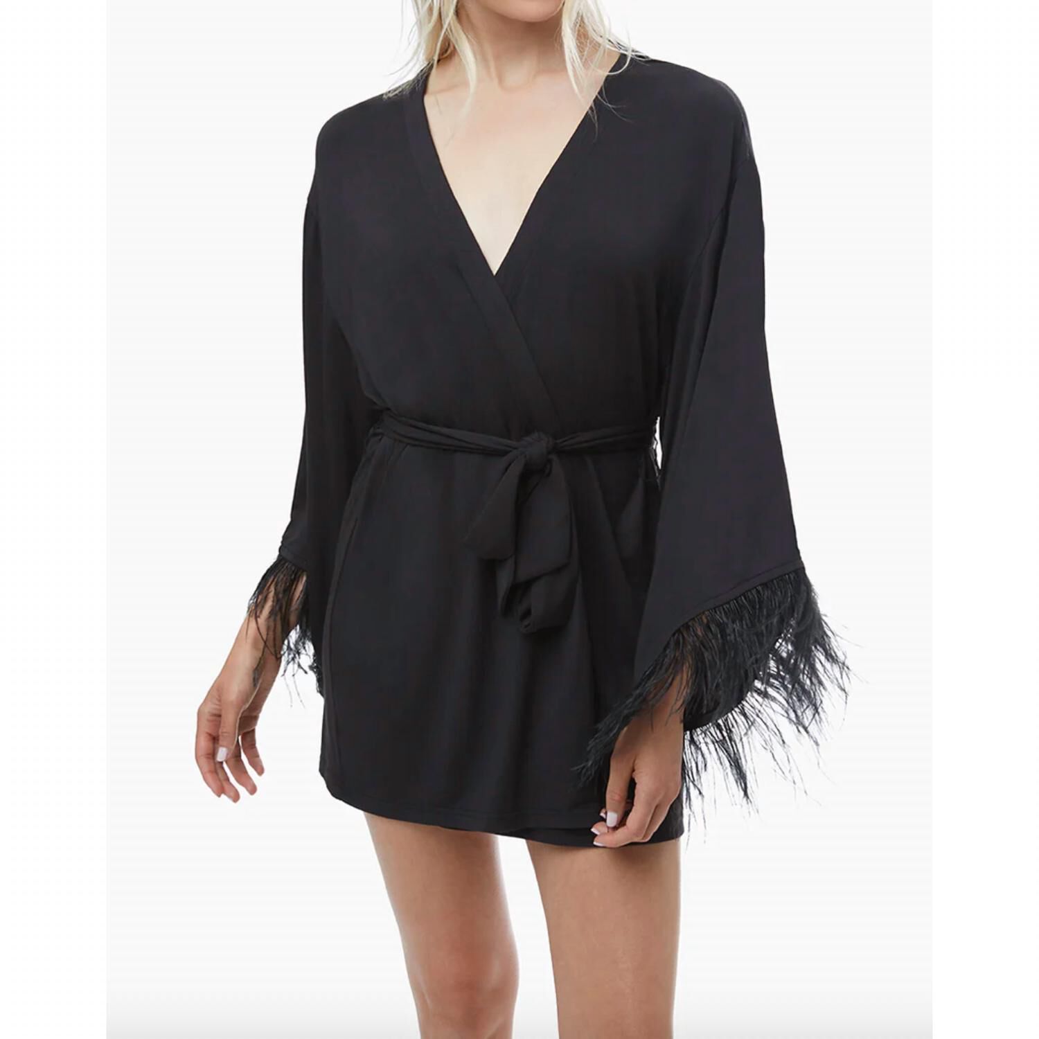 FEATHER ROBE IN BLACK, , alternate image number 6
