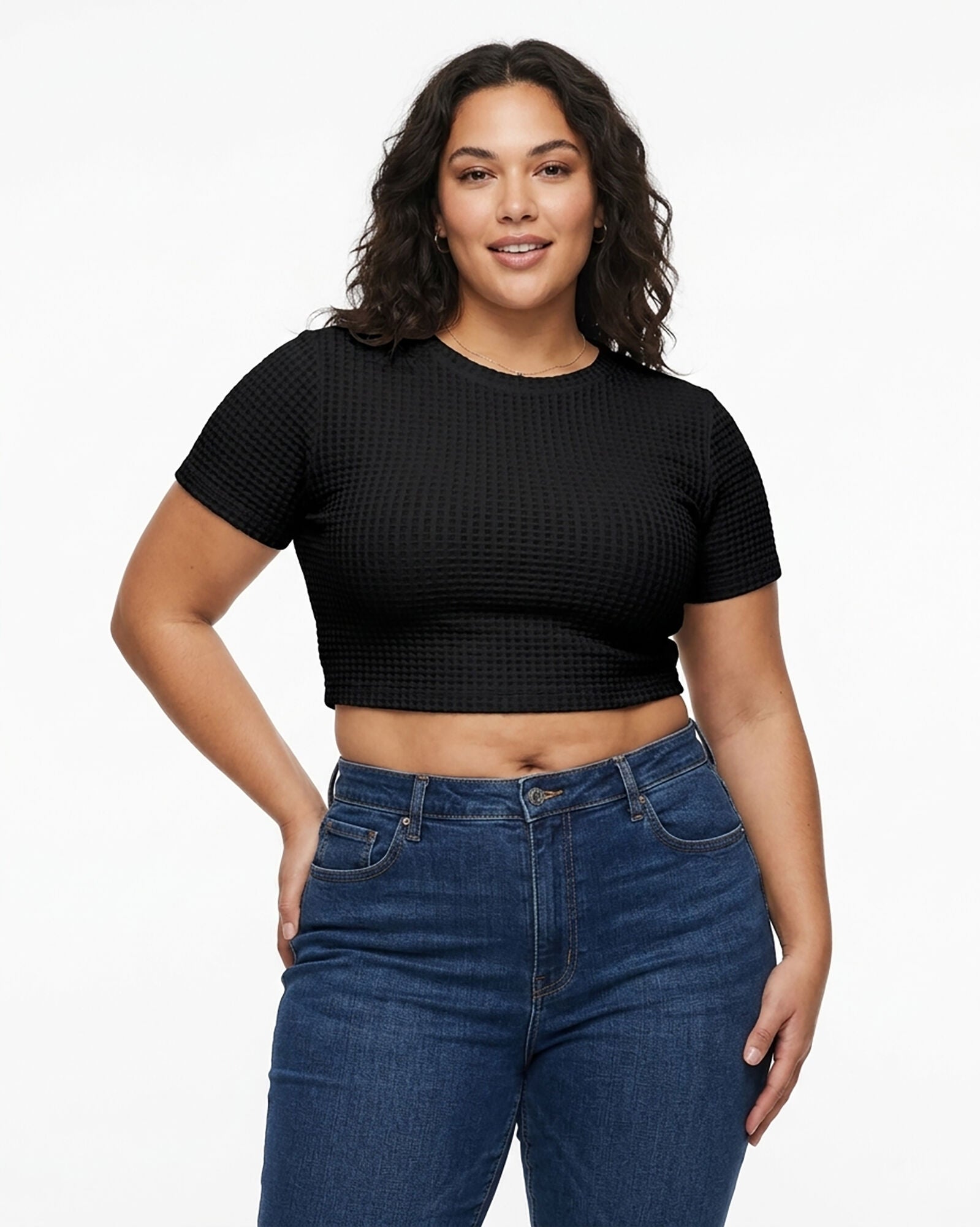 Geometric Knit Tee, BLACK / Black, hi-res image number 0