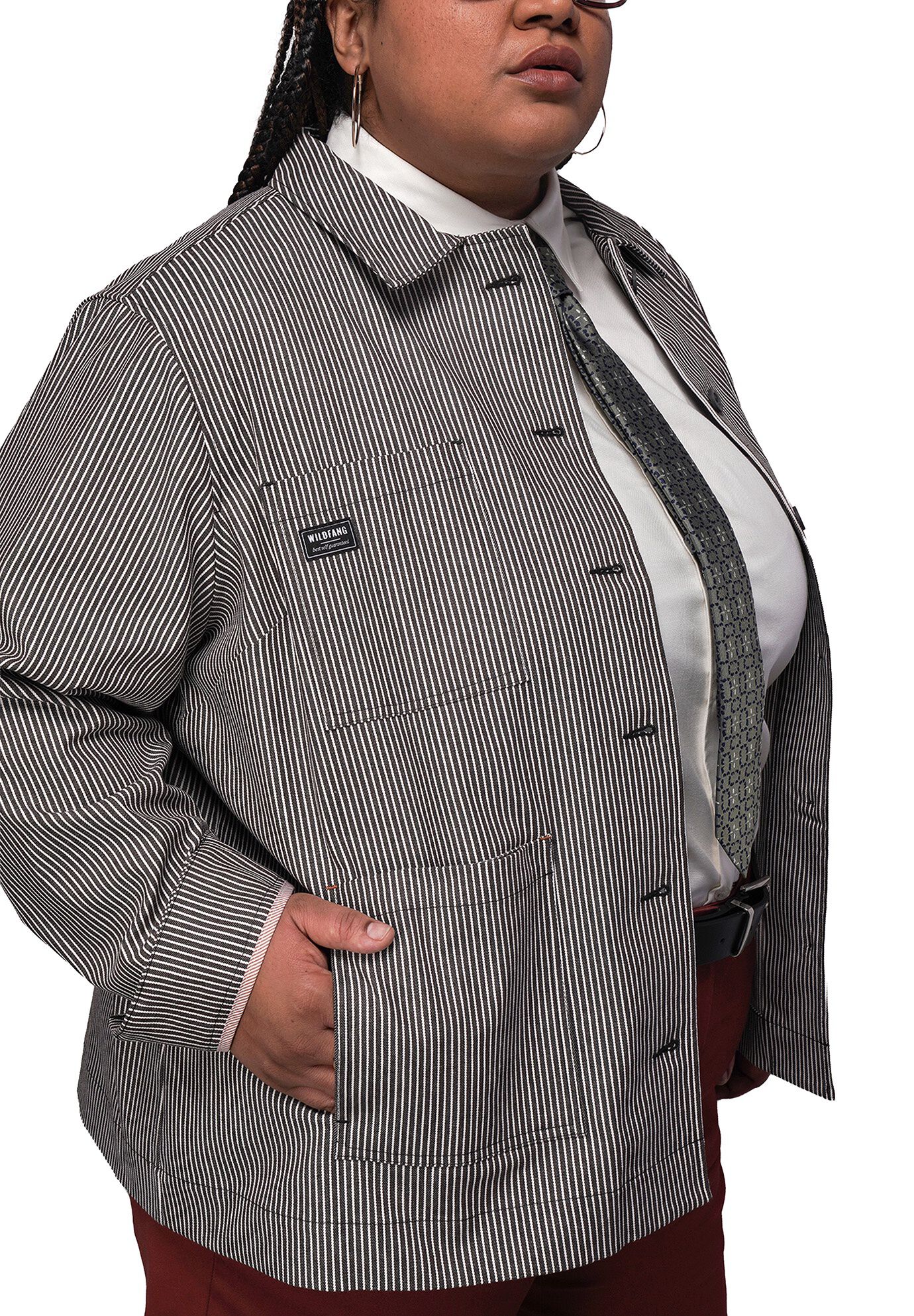 The Essential Railroad Stripe Utility Jacket, MOCHAWHITE / Brown, alternate image number 1