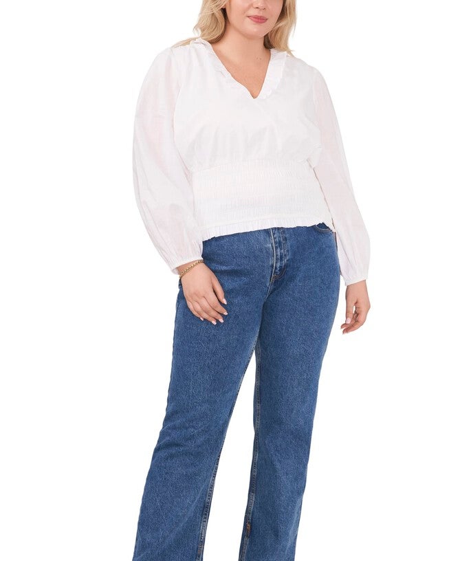 Tamsin V Neck Top, ULTRA WHITE / White, alternate image number 1