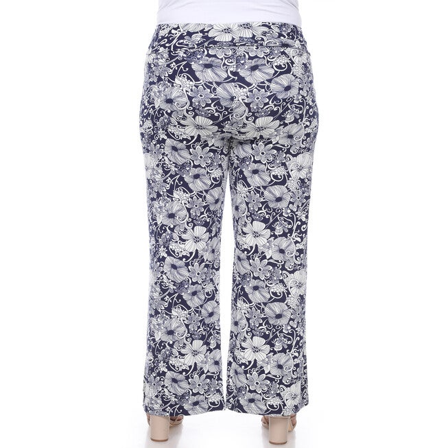 Floral Paisley Palazzo Pants, Navy / Navy, alternate image number null