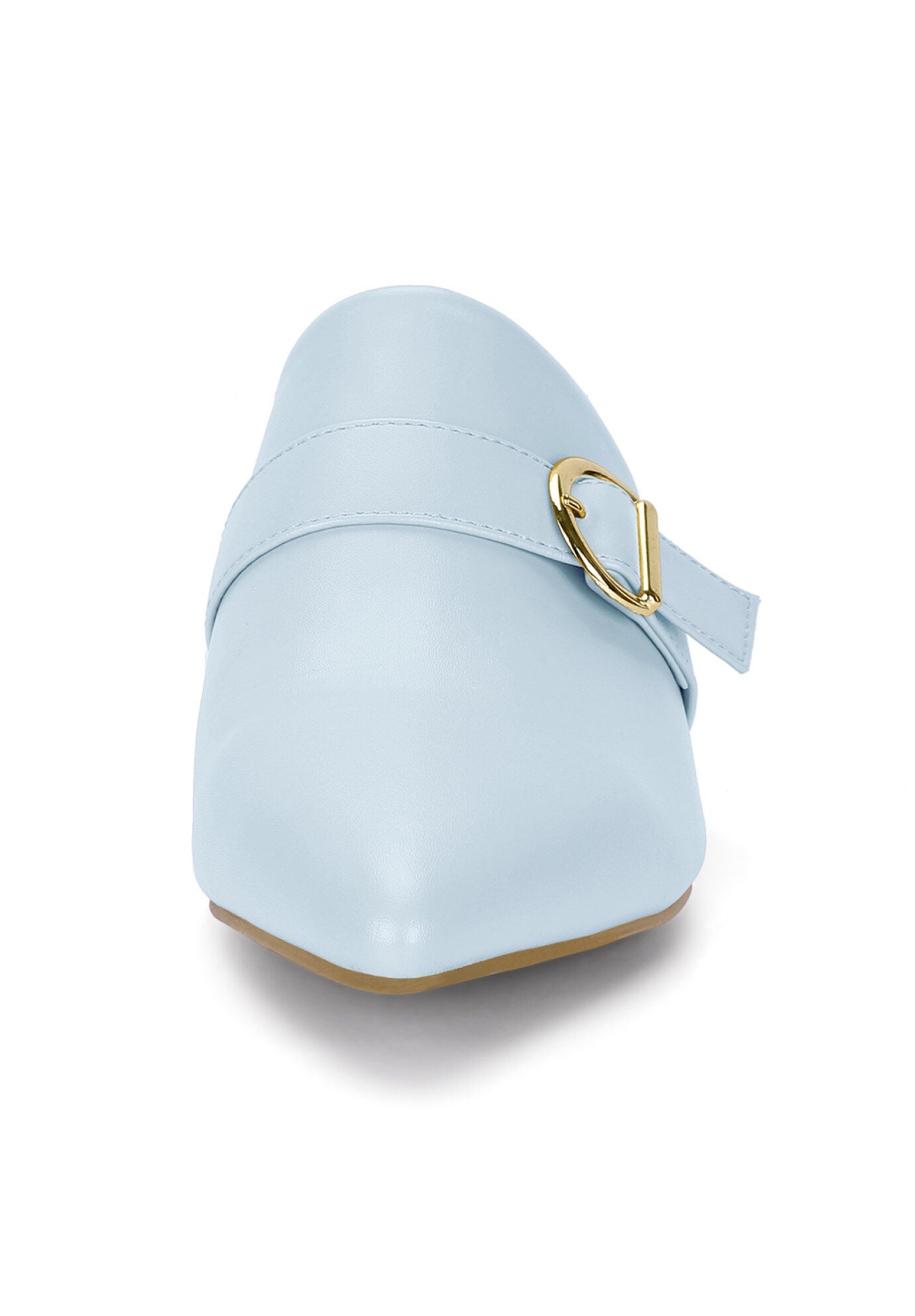 Pointed Toe Slip On Block Heel Sandals Mules, Sky Blue / Light Blue, alternate image number 1