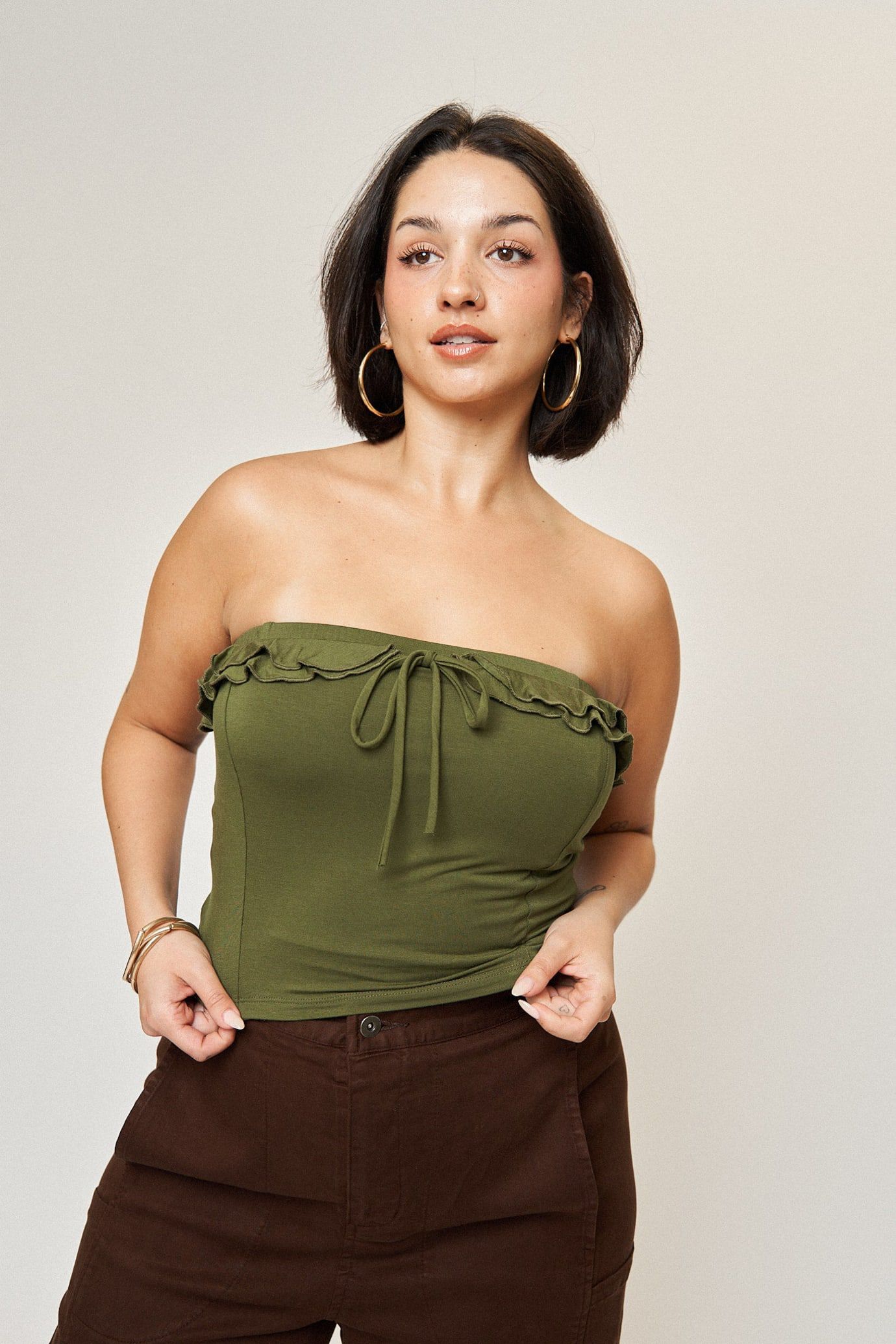 Madison Tube Top, Army Green / Olive Green, alternate image number 1