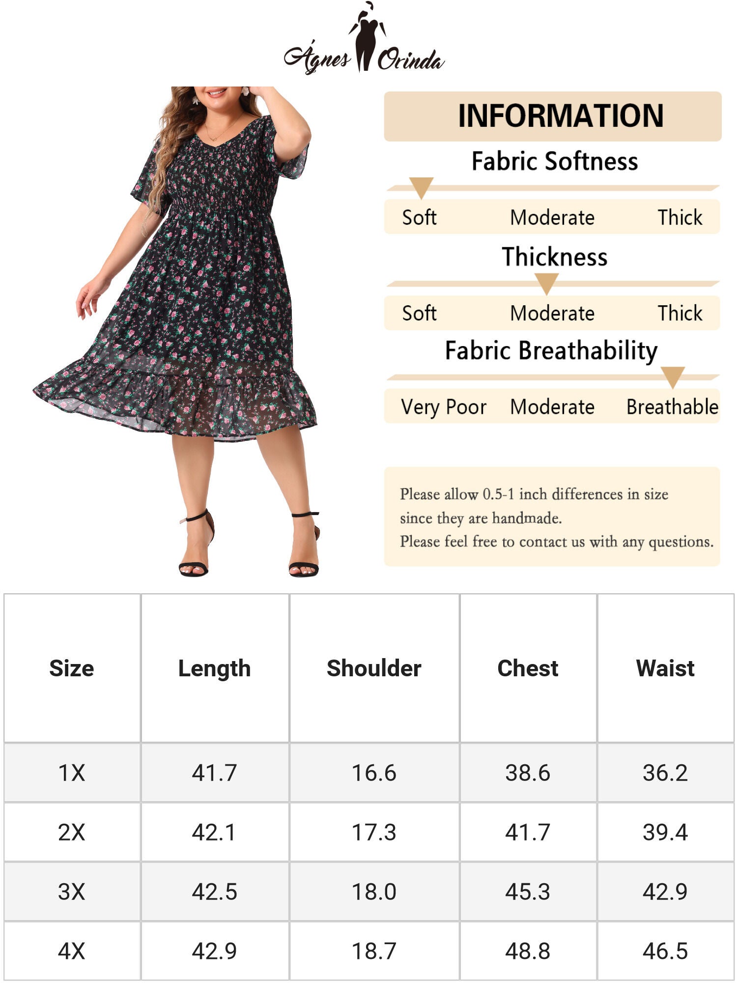 Flare Smock Ruffle Chiffon Floral Midi Dress, Black Pink / Black, alternate image number 4