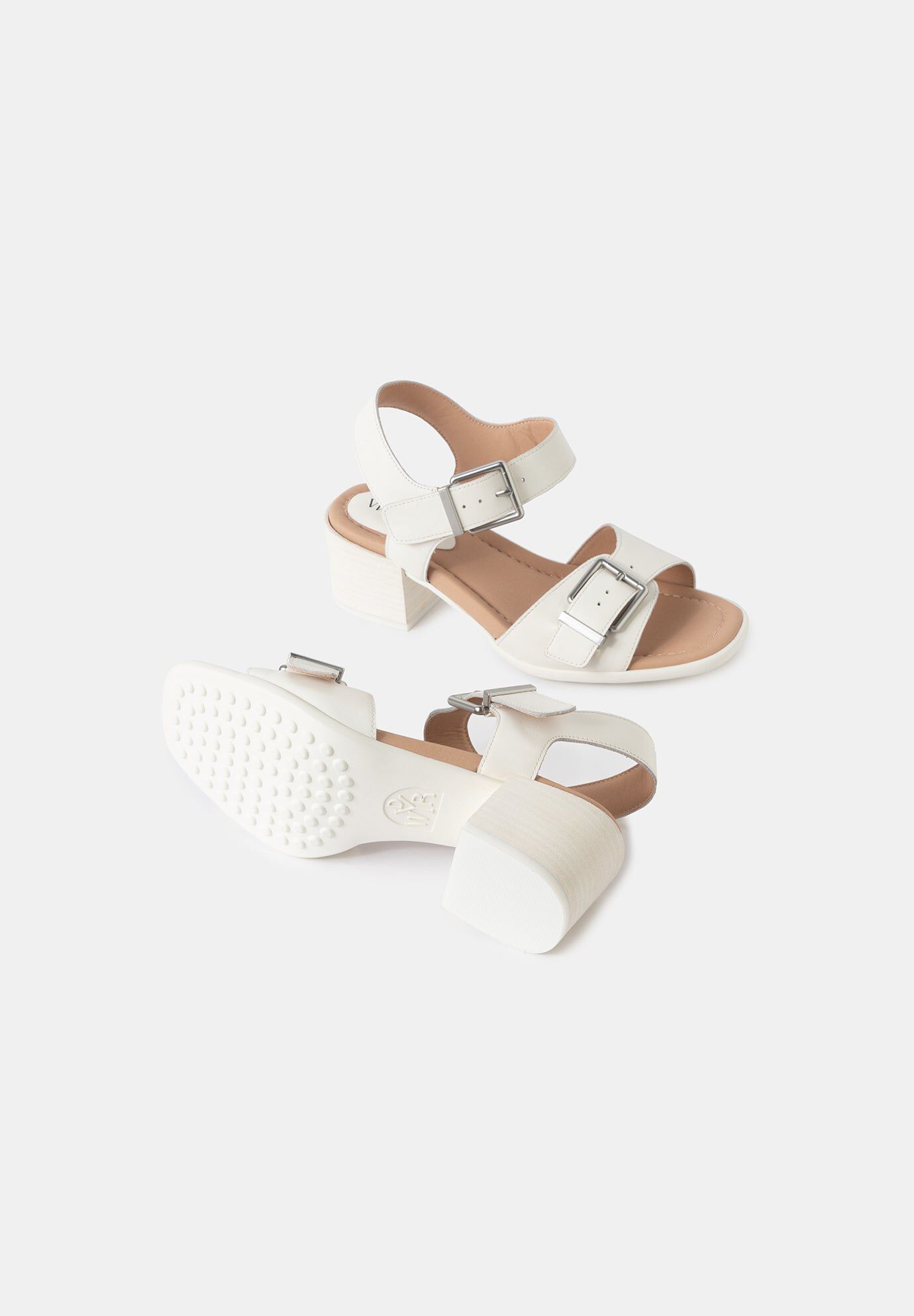 Emma Block Heel Sandals, OffWhite / White, alternate image number 3