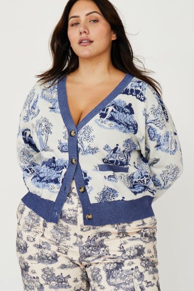 CORI CARDIGAN, MANHUNT TOILE BLUE / Light Blue, alternate image number null