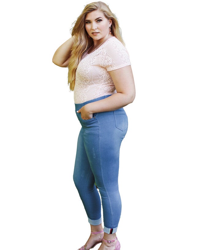 Stella Cuffed Skinny Jeans: Oceanside, Oceanside / Medium Wash, alternate image number 3