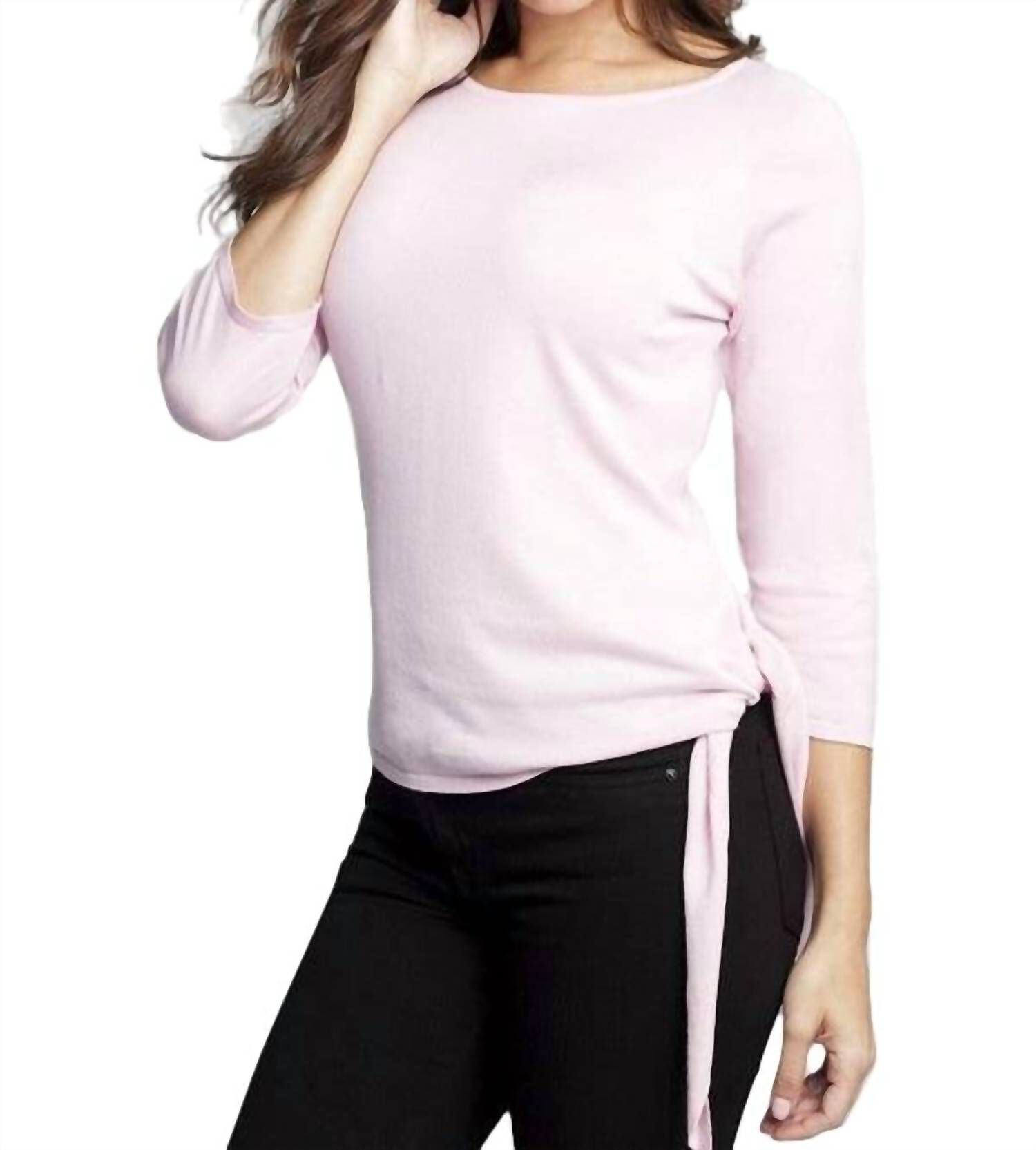 SIDE-TIE SWEATER IN PINK, Pink / Pink, hi-res image number 0