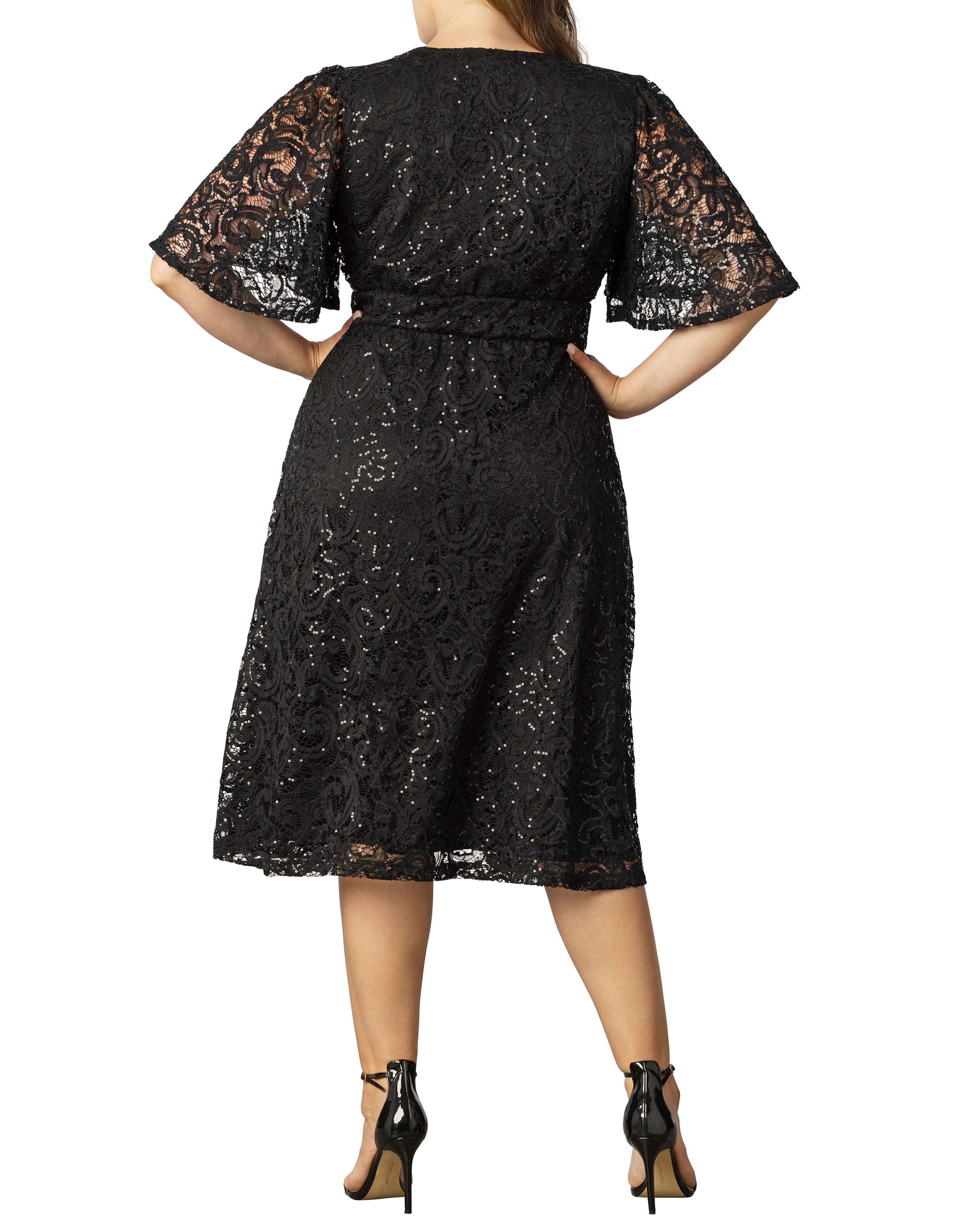 Starry Sequined Lace Cocktail Dress, ONYX / Black, alternate image number 2