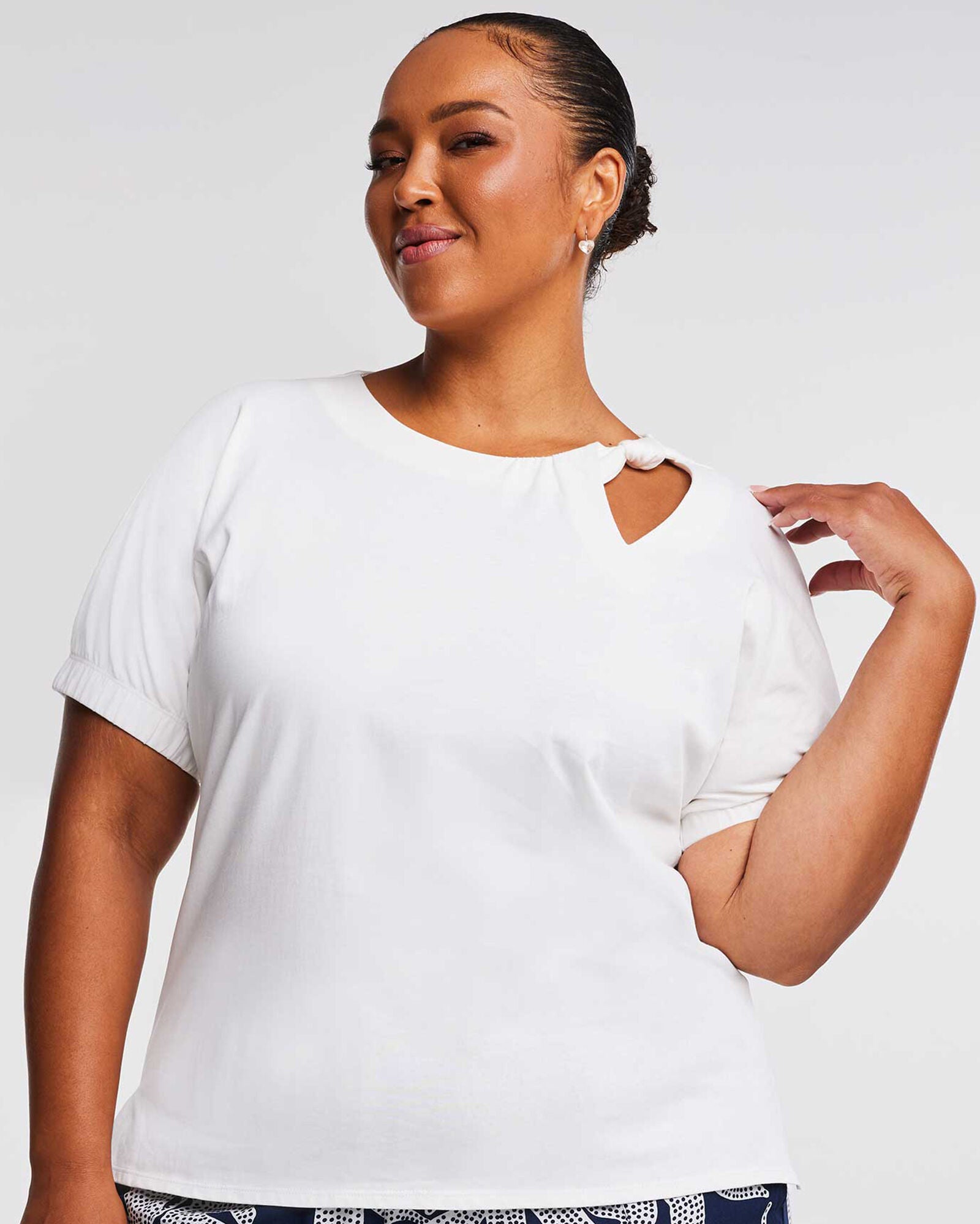 Knot Detail White Cut-Out Top, , alternate image number 5